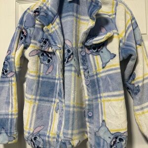Disney Stitch Blue and Yellow Fleece Button up shirt